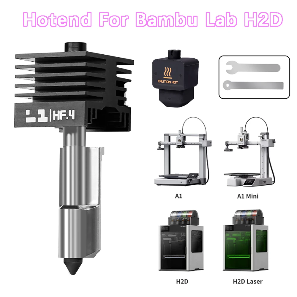 For Bambu Lab H2D Hotend Kit 0.2/0.4/0.6/0.8mm Nozzle H2S H2C Hot End For Bamboo P2S A1 A1mini Print Head 3D Printer Parts