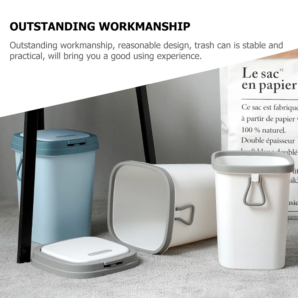 

Car Bin Press Trash Can Kitchen Slim Household Small with Lid Sky-blue Home Lidded Office