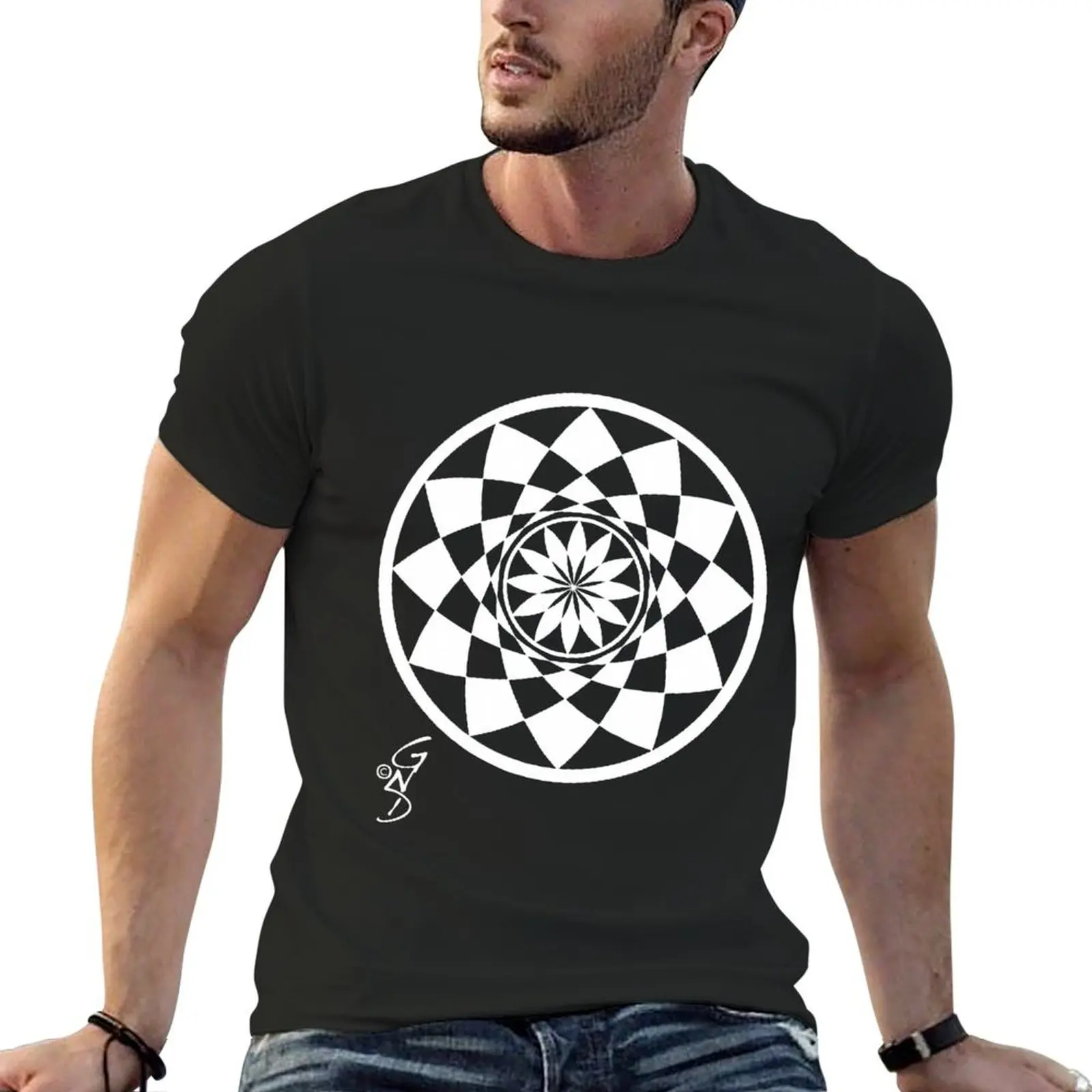 Geometric Flower invert T-Shirt plus size tops T-shirts oversize affliction shirts men graphic t shirts