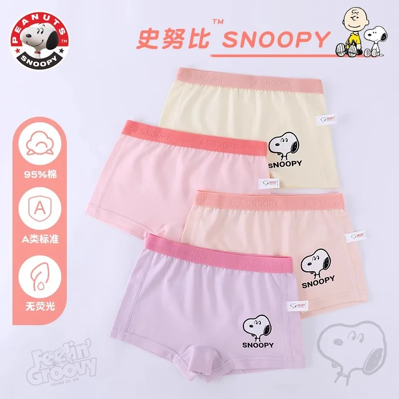 

4pcs/Lot New Snoopy Boxer Briefs Kids Cotton Underwear Girl Underpants Teenager Cartoon Print Soft Children Panties