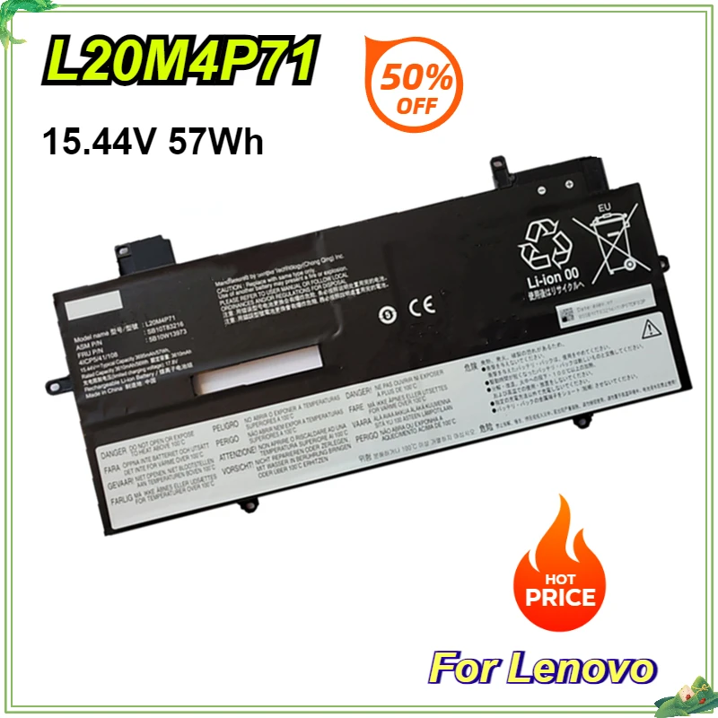 

L20M4P71 15.44V 57Wh Laptop Battery for Lenovo Thinkpad L20D4P71 L20L4P71 5B10W13972 ThinkPad X1 Carbon 9th Yoga G6 6th Gen 20XW