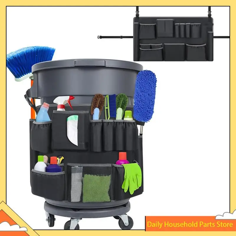 Trash Can Caddys Bags Fit 32-55 Gallon Garbage Bins, Organizer With Multi-Pockets Garbage Bin Caddys Bag HOT!