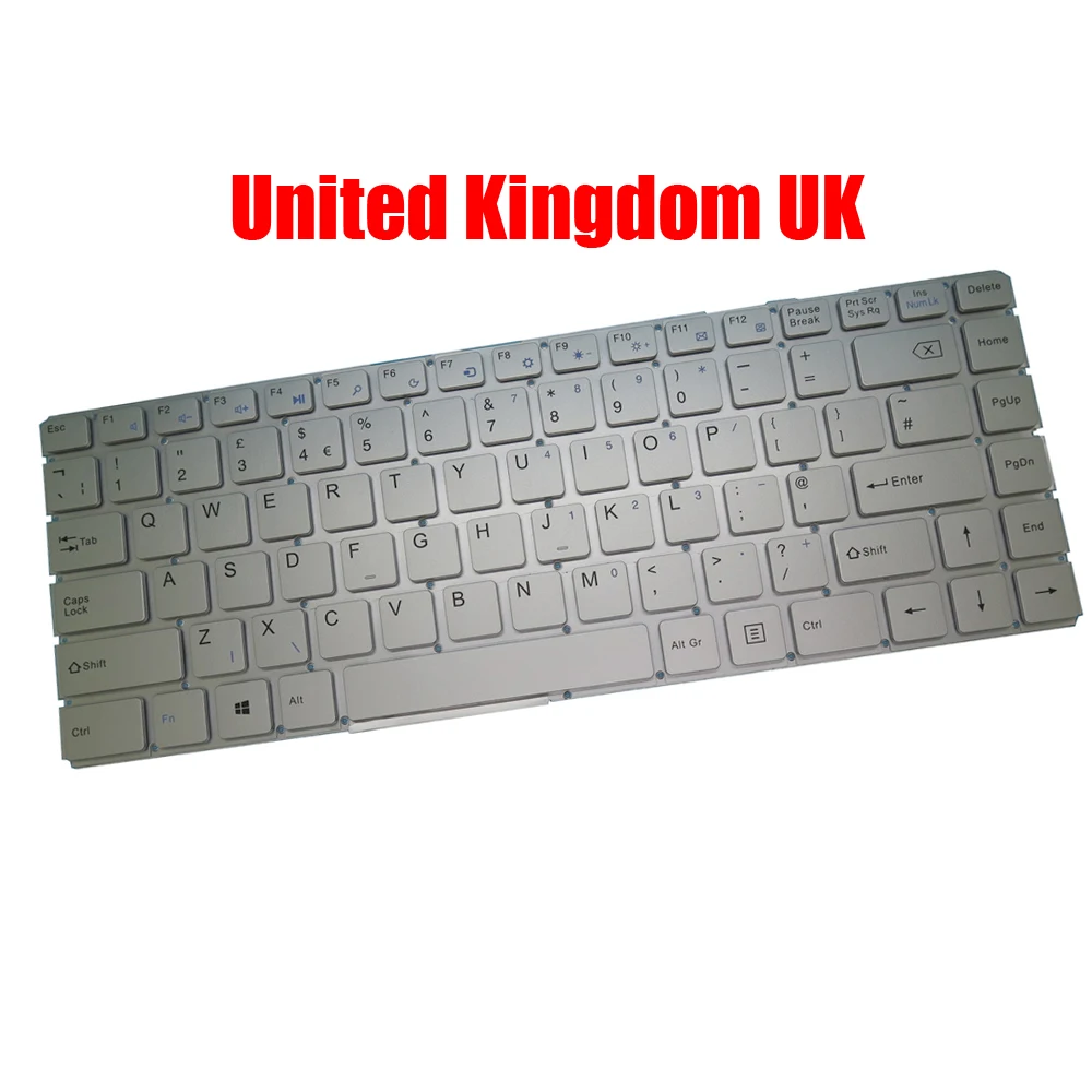Laptop Keyboard For GEO BOOK 3 3X For GEOBOOK 3 3X United Kingdom UK Silver New