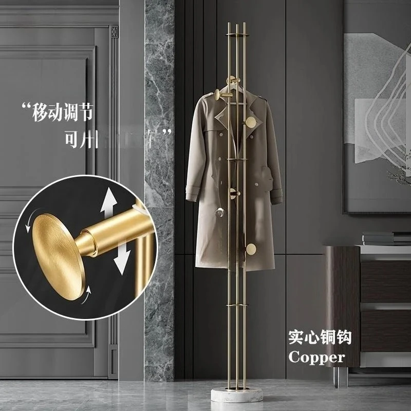 Light luxury all copper, bedroom living room floor coat rack, multi-functional household clothes bag storage rack, hanger