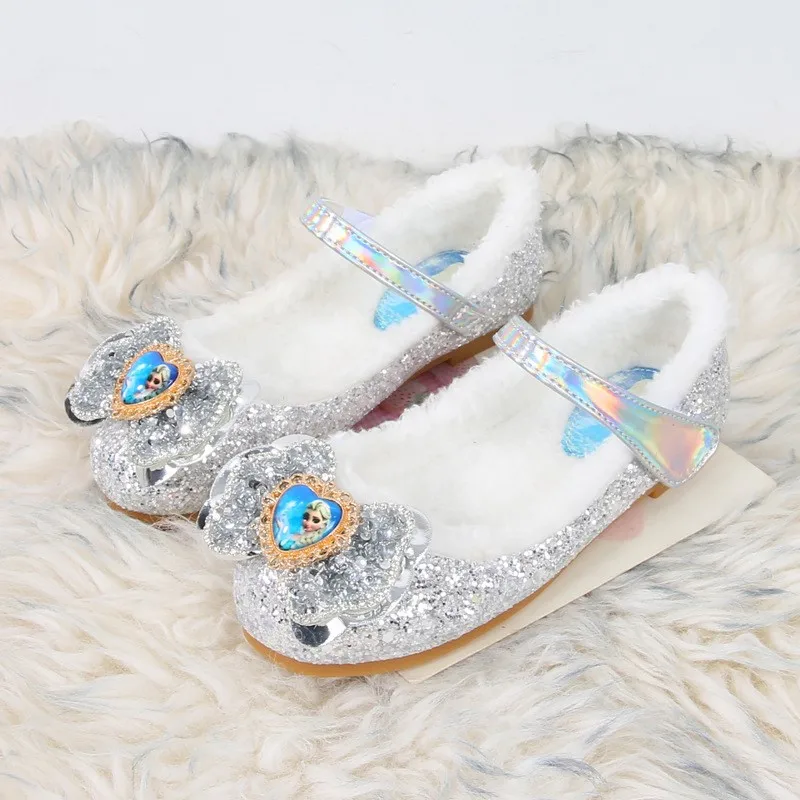 

Disney Princess Girls' Frozen Elsa Warm Winter Performance Party Flats Sequin Bow Pink Blue White Shoes Casual Fashion Footwear
