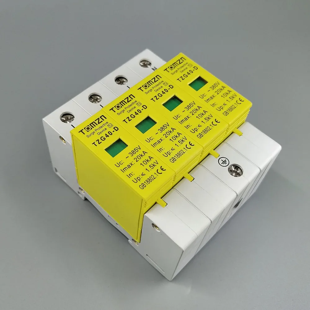 AC SPD 3P+N 10KA~20KA  D ~385VAC House Surge Protector Protection Protective Low-voltage  Arrester Device