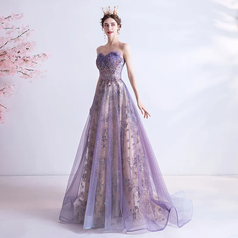 2024 New Sexy Evening Dress For Party Strapless Sequin Shiny Wedding Dress For Bridal Quinceanera Dresses Vestido De Novia