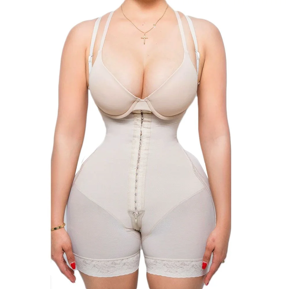Fajas Colombianas Women Postpartum Body Shaper Slimming Butt Lifter Flatten Abdomen Adjustable Front Closure Hook-eye Shapewear