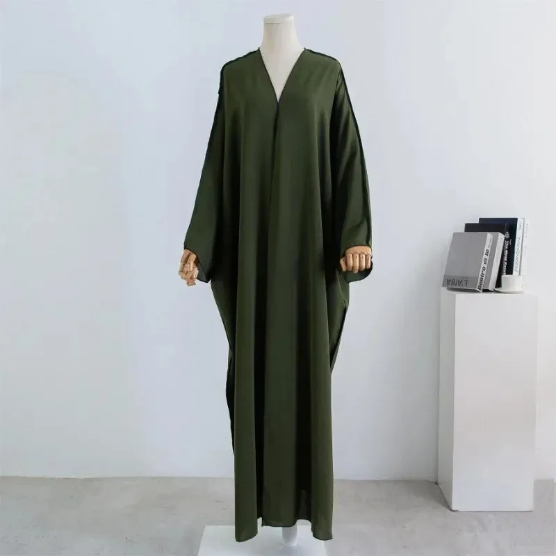 Muslim Out Abaya Smocking Sleeve One-piece Prayer Women Jilbab Cardigan Coat Islamic Clothing Dubai Saudi Robe Turkish