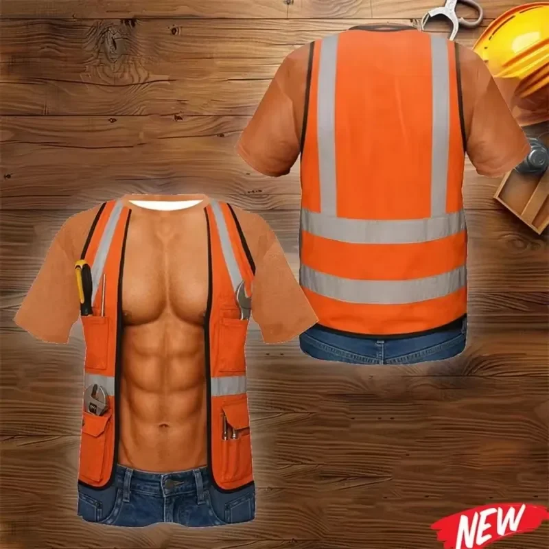 Men T Shirt 3D Print Fake Abdominal Muscles Quick Dry Breathable Sport Outdoor Street Casual Funny Visual Parent Child Cloth
