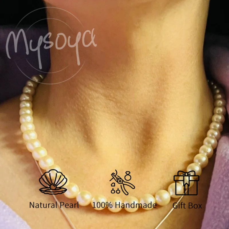 

Ожерелье из пресноводного жемчуга MYSOYA AK, жемчужины 7-8 мм, в подарочной коробке, подарки на день рождения, свадебные украшения, подарки для него/нее