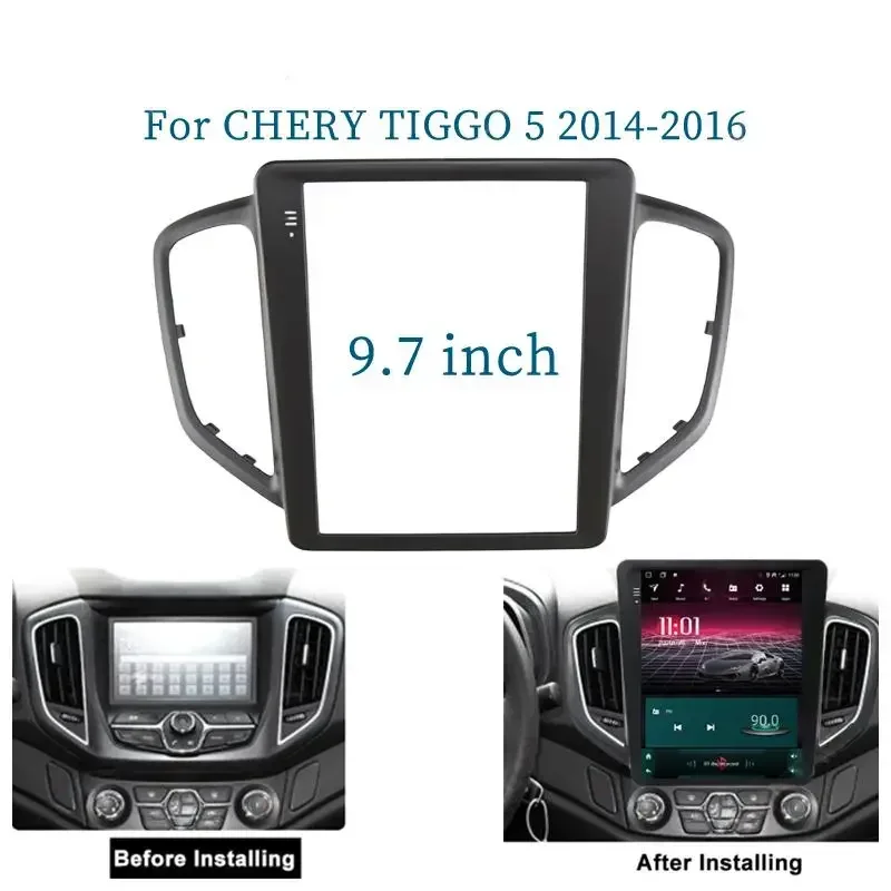 9.7 Inch 2 Din Car Radio Fascias For Chery Tiggo 5 2014-2016 Tesla Style Multimedia Frame Video Player Navigation DVD Panel Trim