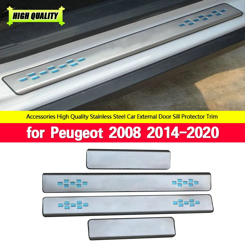 Stainless Steel Scuff Plate Door Sill Covers for Peugeot 2008 2014-2020 Car Styling Auto Accessories Welcome Pedals Pedals