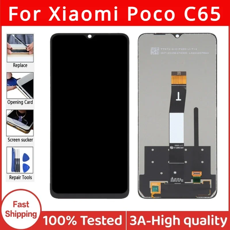 IPS 6.74'' For Xiaomi Poco C65 LCD Display Touch Screen Digitizer Assembly Parts