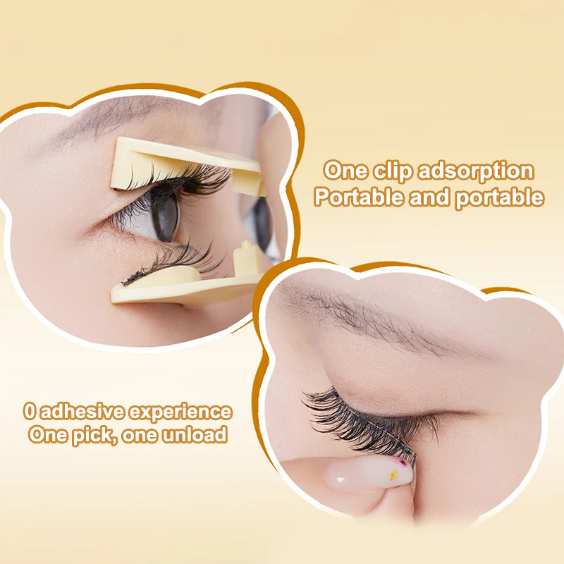ZZ Magnetic Eyelashes Set 1 Pair Reusable No Glue Needed False Eyelashes With Magnetic Tweezers Curly Faux Lashes Makeup Tool