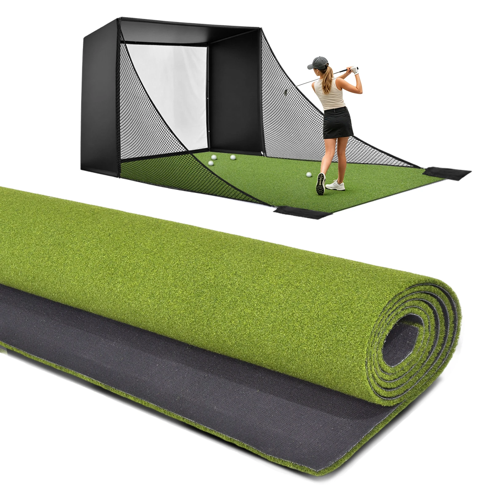 10FTx6 FT Artificial Grass Turf, 15mm Realistic Synthetic Fake Turf Indoor Outdoor Golf Training Mats, for Home Sports Practice Driving Range