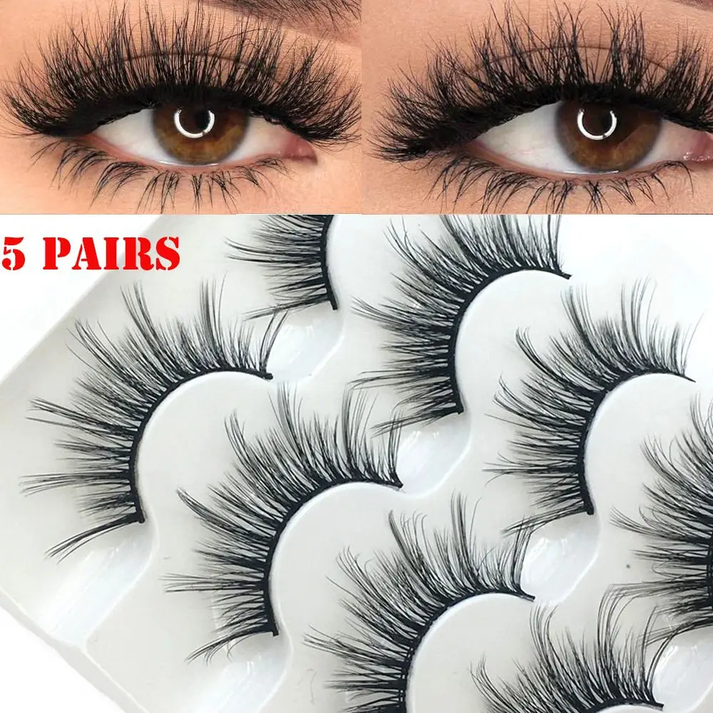 Woman's Fashion Fluffy Multilayers  Multi-styles Natural Long 3D Faux Mink Hair False Eyelashes Eye Lash Extension Criss-cross