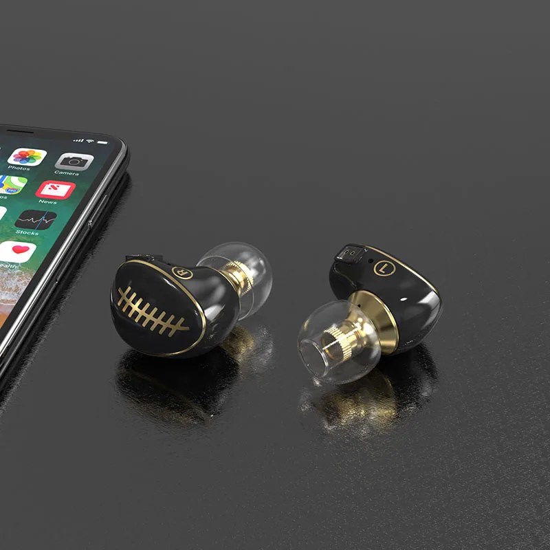 Huayunxin RDD Co-branded Rugby Shape Hand Painted Printed Resin Aluminum Alloy 0.78 2pin Socket In-Ear Monitor Headphone Housing