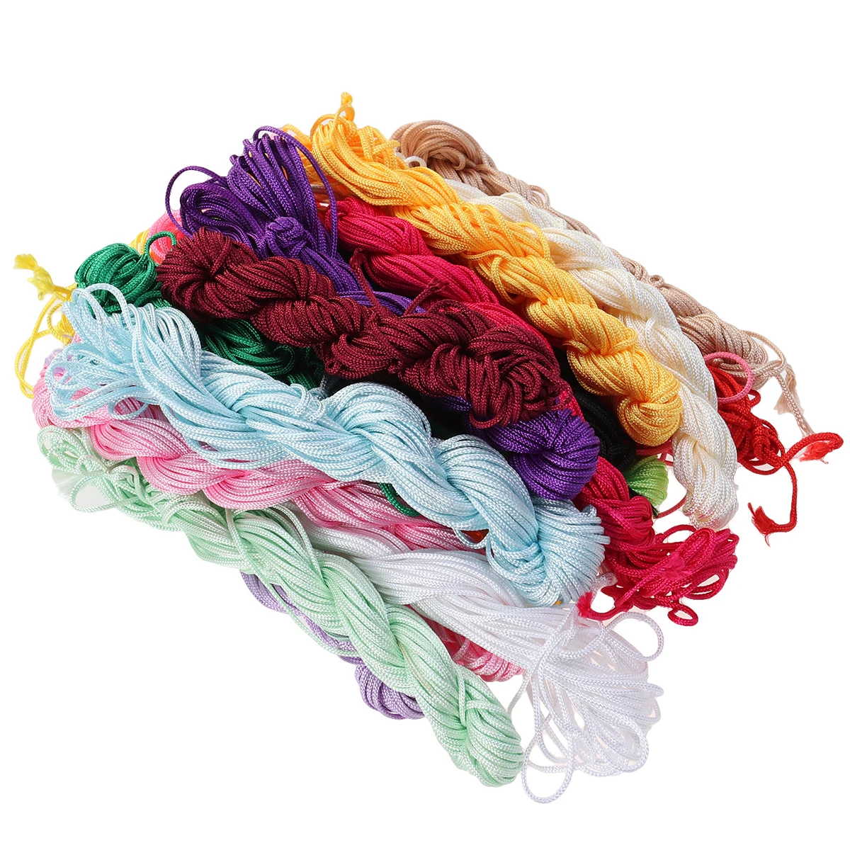 

20PCS 2 MM Multicolor Chinese Knot Braided Ropes Macrame Beads Cord Rattail Jade Lines for DIY Bracelet Necklace Jewelry Ring Fi
