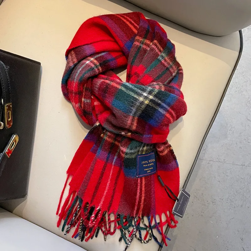 2024 Plaid Scarf Women Winter Thickened Warm Scarf Decoration Winter Dress Couple Shawl Christmas Gift Birthday Gift