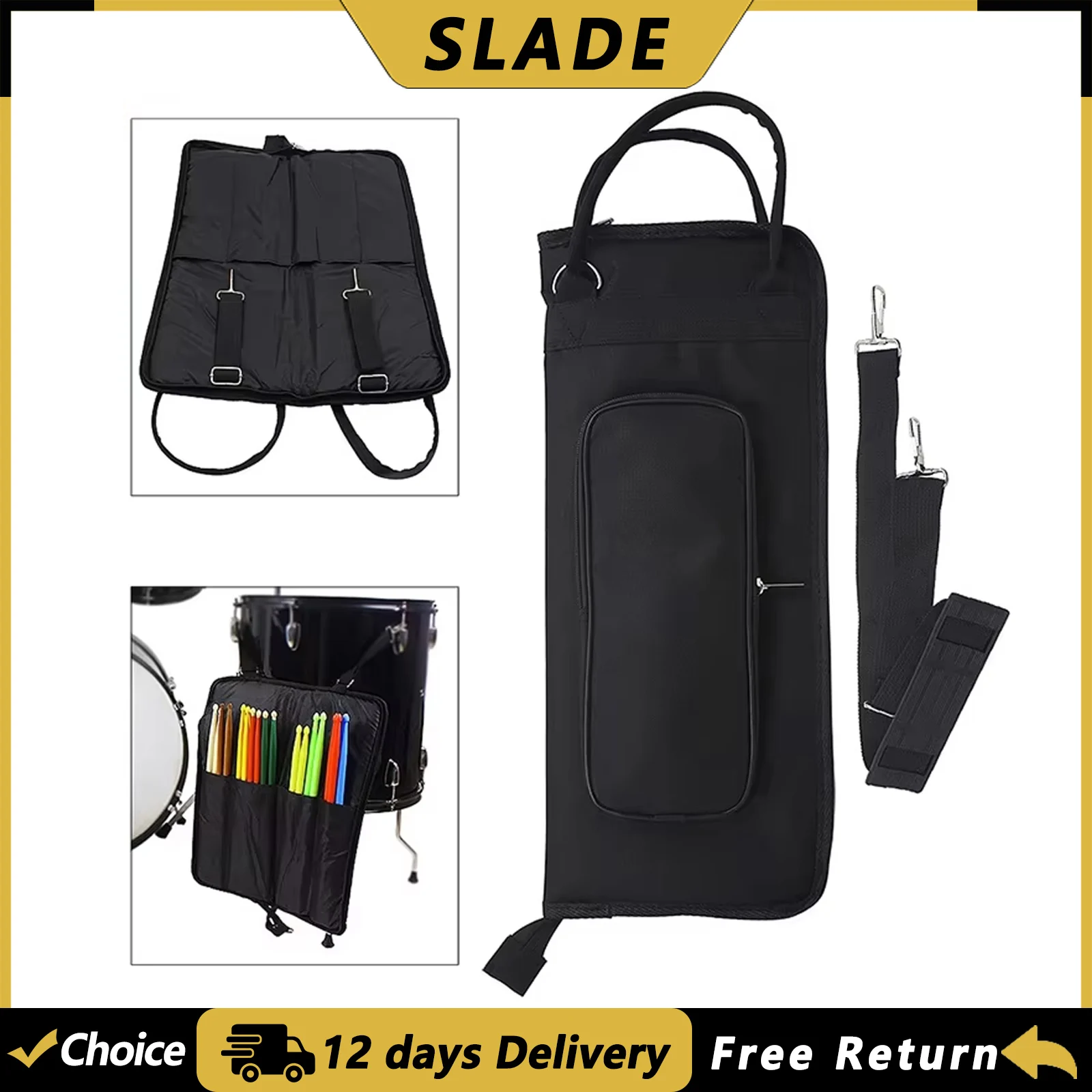 SLADE Drumstick Bag Handbag Thicken Cotton Oxford Cloth Waterproof Backbag Drum Stick Bags Percussion Instrument Accessories