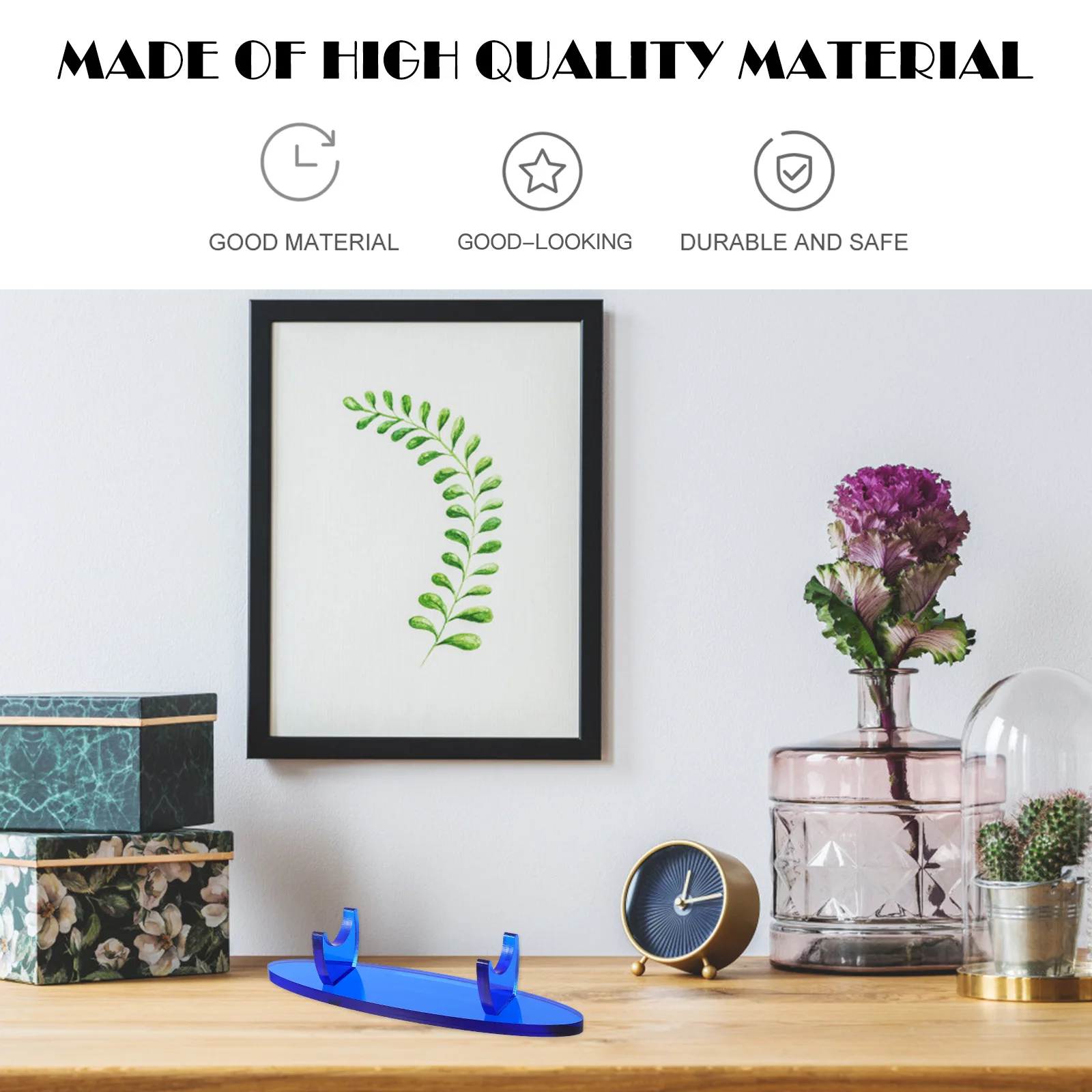 

Acrylic Pen Holder Display Stand Blue Makeup Brush Rack Pencil Organizer Desk Tidy Anti Fall Lightweight Portable Edge