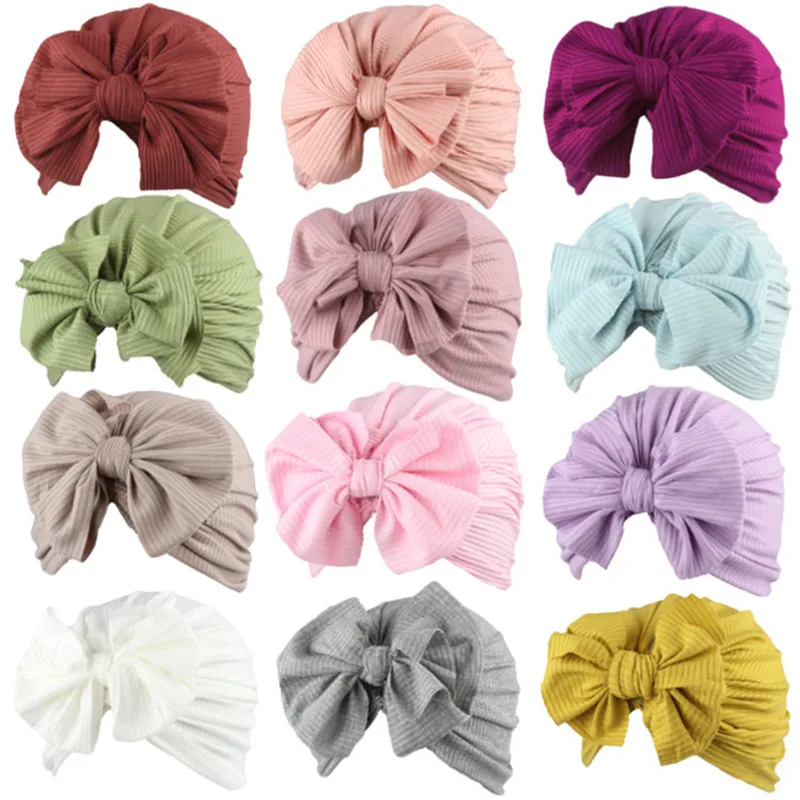 New Fashion Flower Baby Hat Newborn Elastic Baby Turban Hats for Girls 10 Colors Cotton Infant Beanie Cap 1 PC