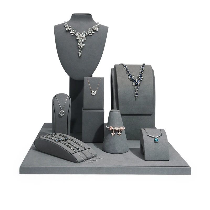 Custom. Jinsky Jewelry Display Packaging Metal Jewelry Displays full Set For Cabinets Window velvet display stands