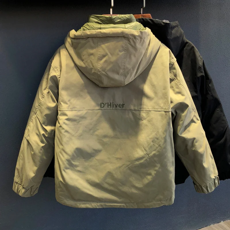 

Winter new workwear hooded men's down jacket versatile trendy brand fashionable simple high-end warm outdoor clothes