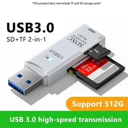 Multi Functional 2-in-1 High-speed USB 3.0/2.0 Card Reader Supports TF+SD Computer, Tablet Camera, Laptop, Car Mounted