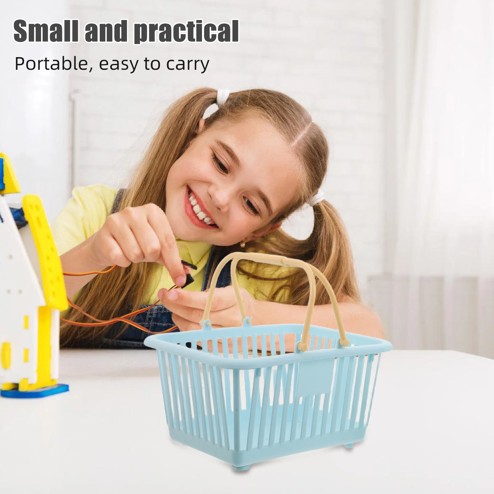 6pcs Mini Shopping Baskets Pastel Colored Plastic Hand Baskets For Pretend Grocery Market Basket Dollhouse Picnic Cart