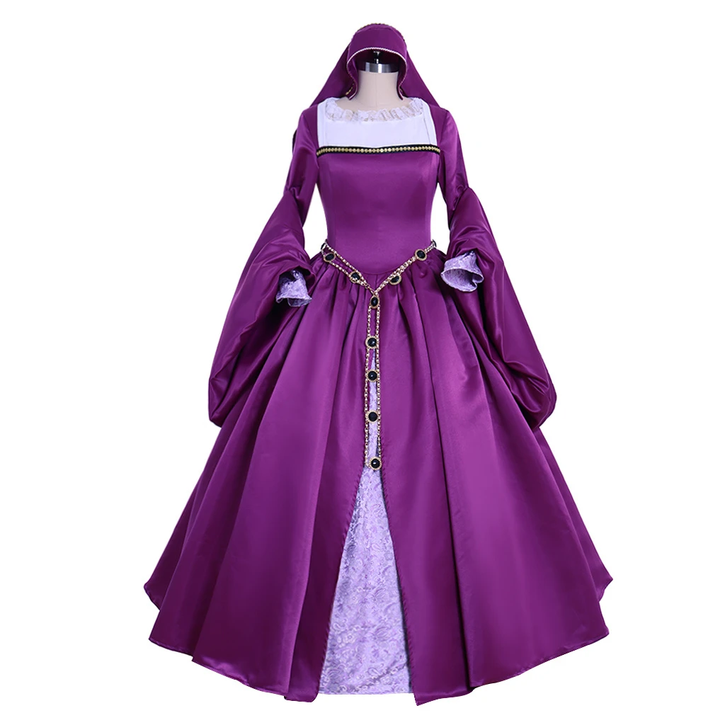 

Victorian Queen Elizabeth Tudor Period Tudor Renaissance Medieva Anne Boleyn Dress Gown Purple Dress Anne Boleyn Costume
