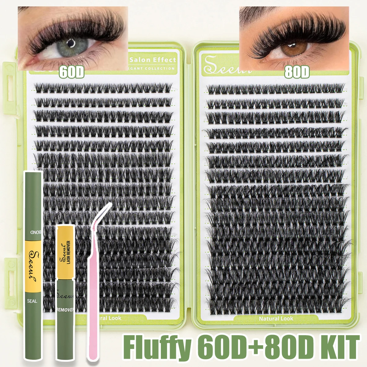 DIY Lash Extension Kit 640 stks Lash Clusters Individuele Wimpers Boek Kit met Lash Bond en Seal, Lash Pincet