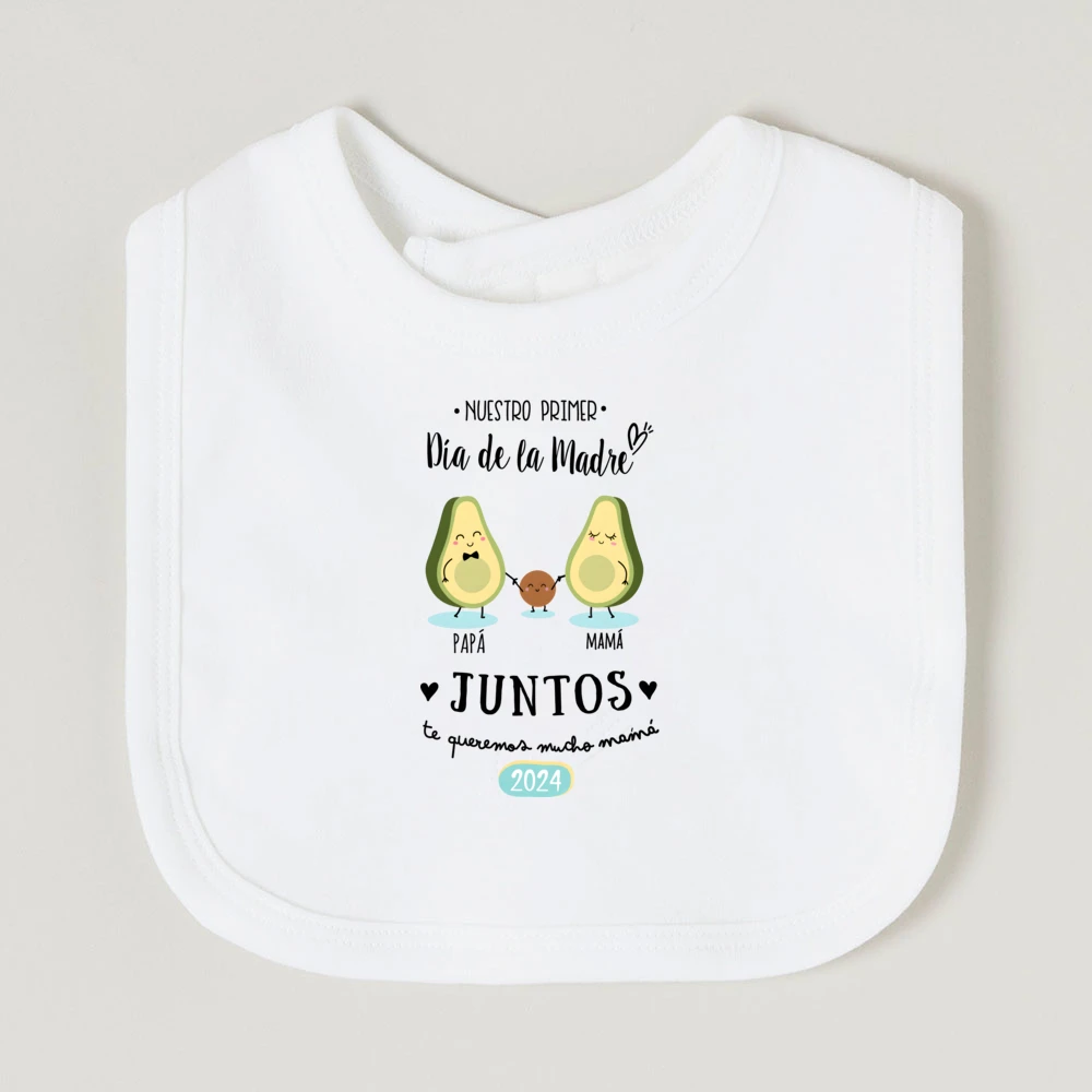 Spain Mother\'s Day Baby Bib Letter Print Toddler Burp Cloth White Cotton Feeding Bibs Boy Girl Mothers Day Present To Baby