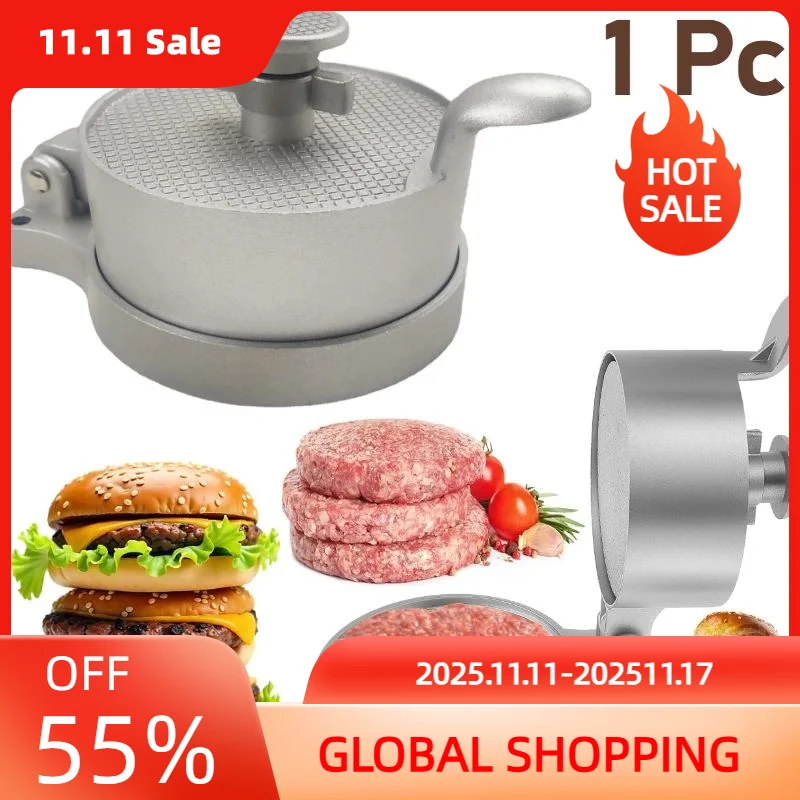 

Aluminum Alloy Hamburger Press Maker Adjustable Thickness Easy Pressing Pie Machine Hamburger Making Kitchen Tool