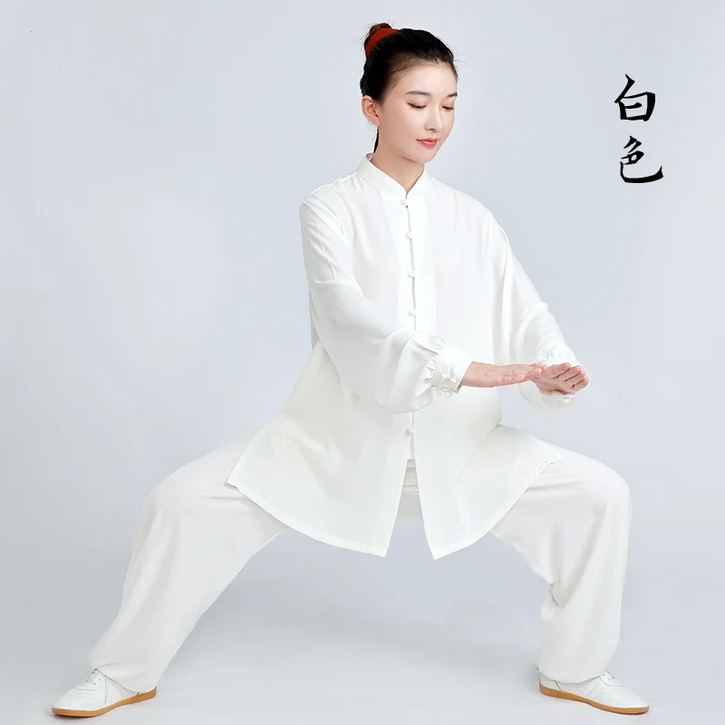 Wudang Tai Chi clothing women\'s high-end tai chi training clothing men spring and autumn winter long small buckle