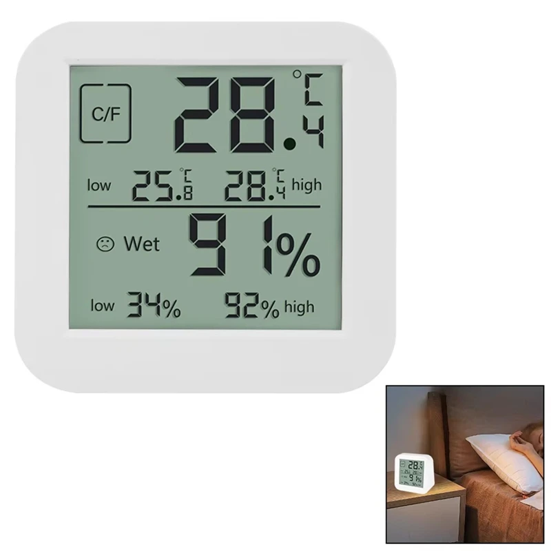 ABAE-LCD デジタル温湿度計屋内多機能デュアルスクリーン湿度と温度計置時計