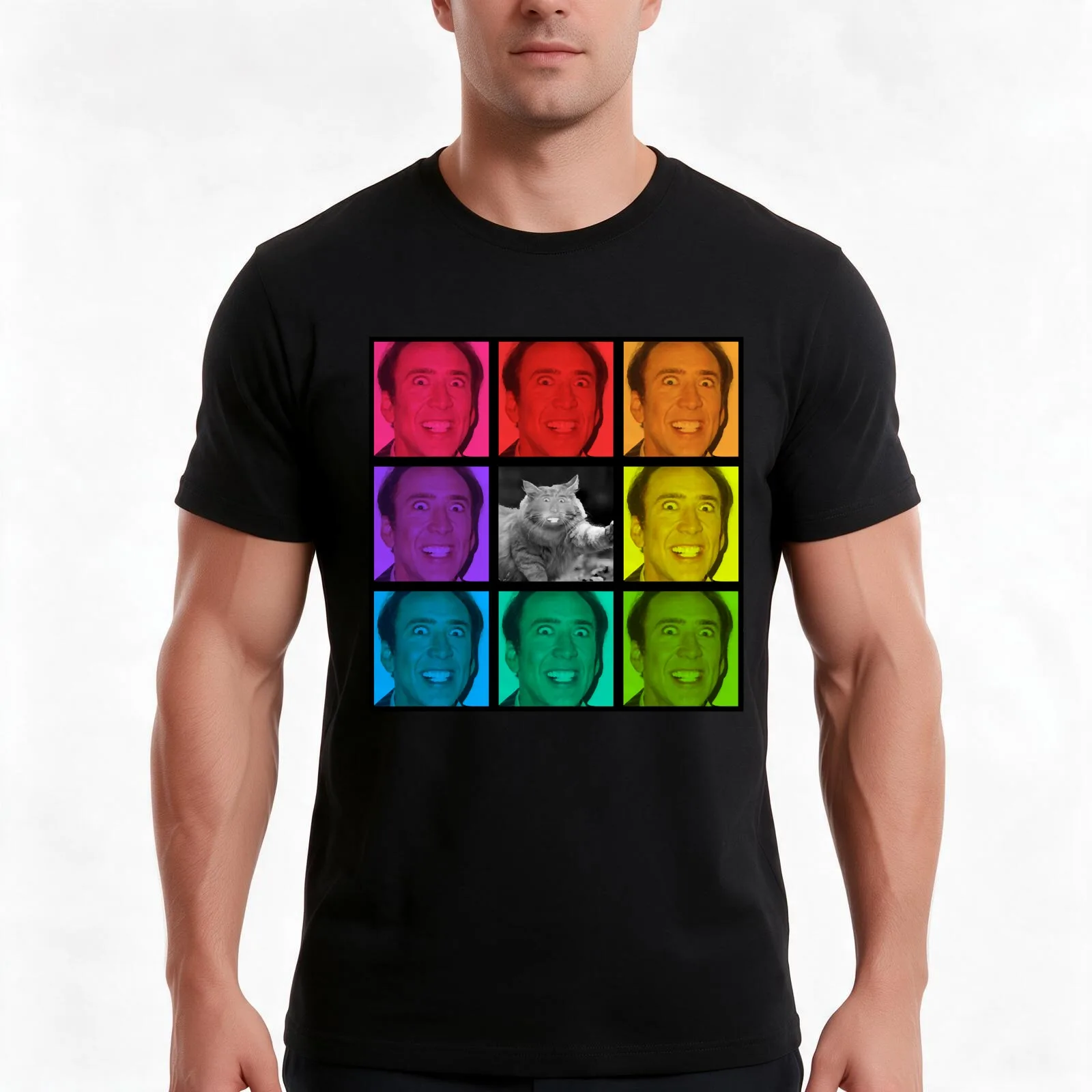 Nicolas Cage Stage Name Actor Filmmaker Coppola Received Many Awards Rainbow Feat Nic Cage Cat Cool T-Shirt Unisex Men Women