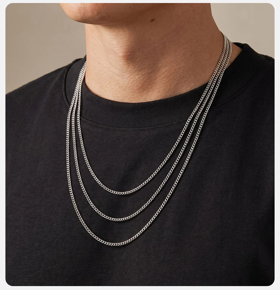 Vnox 45/50/55/60/65/70/80cm Silber- und Goldfarbene Gliederkette, Klassische Halskette für Männer, Edelstahl Mode Alltagsschmuck Geschenk – Detail 3
