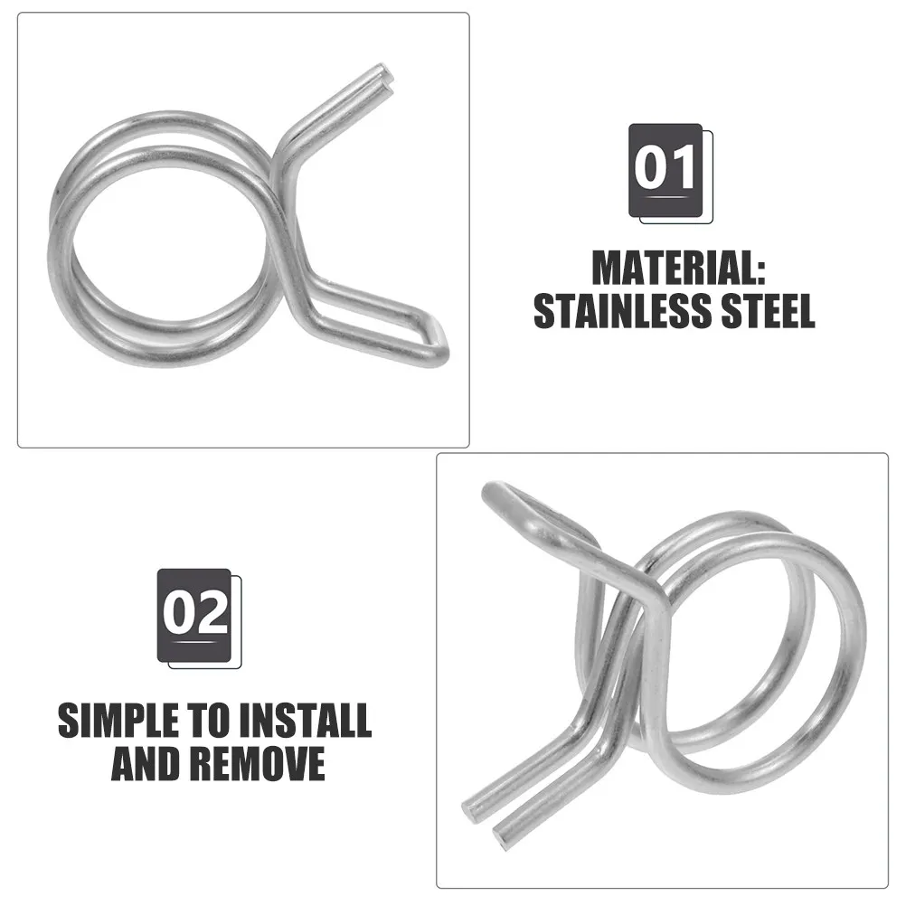 50Pcs Stainless Steel Double Loop Spring Hose Clamps Heavy Duty Water Pipe Garden Irrigation DIY Repair Kit Round Ring Clamp view 2