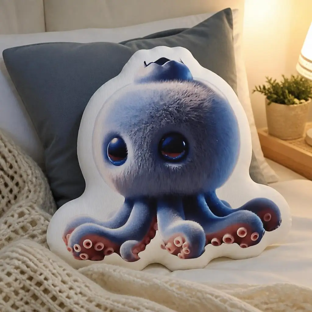 Bluberini Octopussini Italian Brainrot Octopus Shaped Pillow Cute Stuffed Cushion Throw Pillow Sofa Home Decor Meme Gift