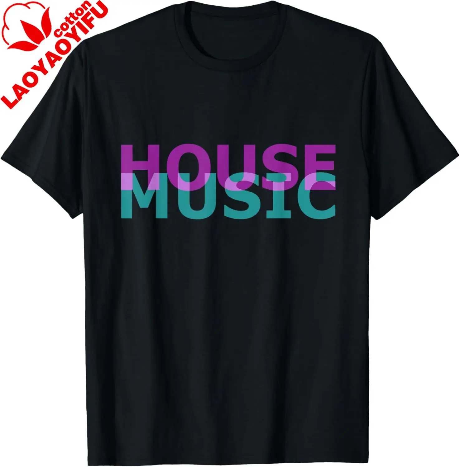 House Music - Trippy Glitch House Music EDM Rave T-Shirt Casual Personalized Clothing Cotton Short Sleeve Tee