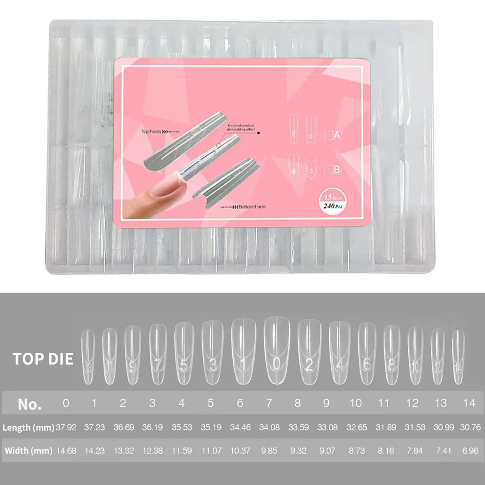 240-teiliges Form-Nagelverlängerungsset, klare Nagelformen, transparente Nagelschablonen für modische Schönheit, Maniküre, tägliches Styling