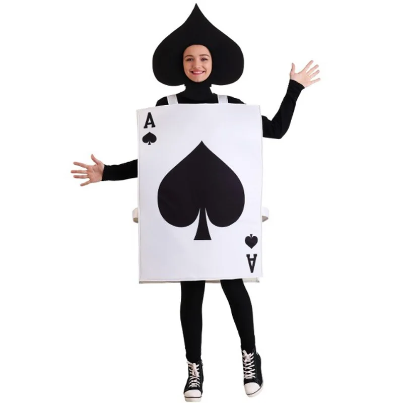 مجموعة أزياء أداء Loween Par Ex Poker Card Onesie بدلة لولبية مضحكة للنساء ملابس المسرح العرقية