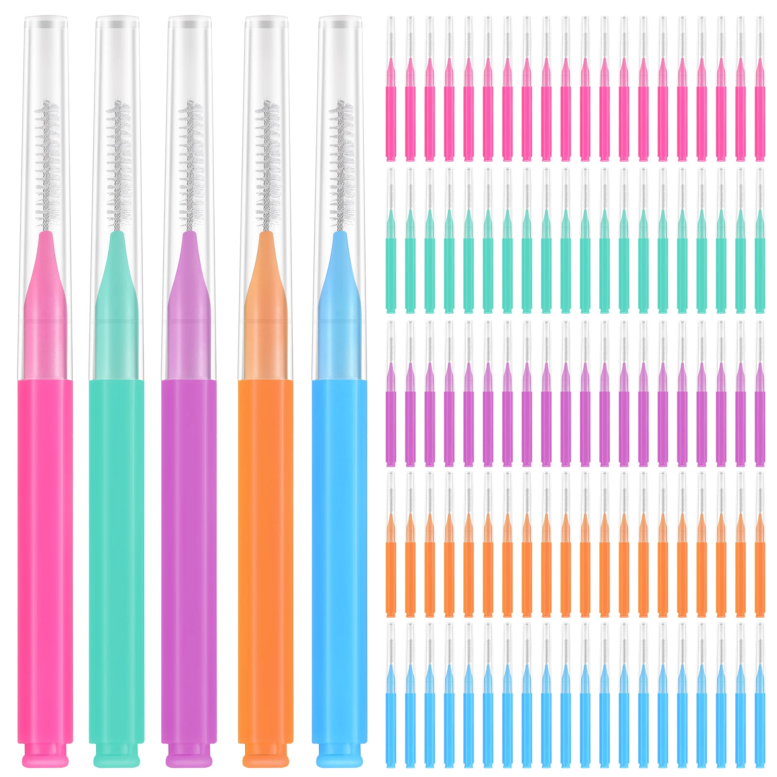 Cepillo Interdental para limpieza de dientes, cepillo de hilo dental, limpiador de pelo, higiene bucal, 100 piezas