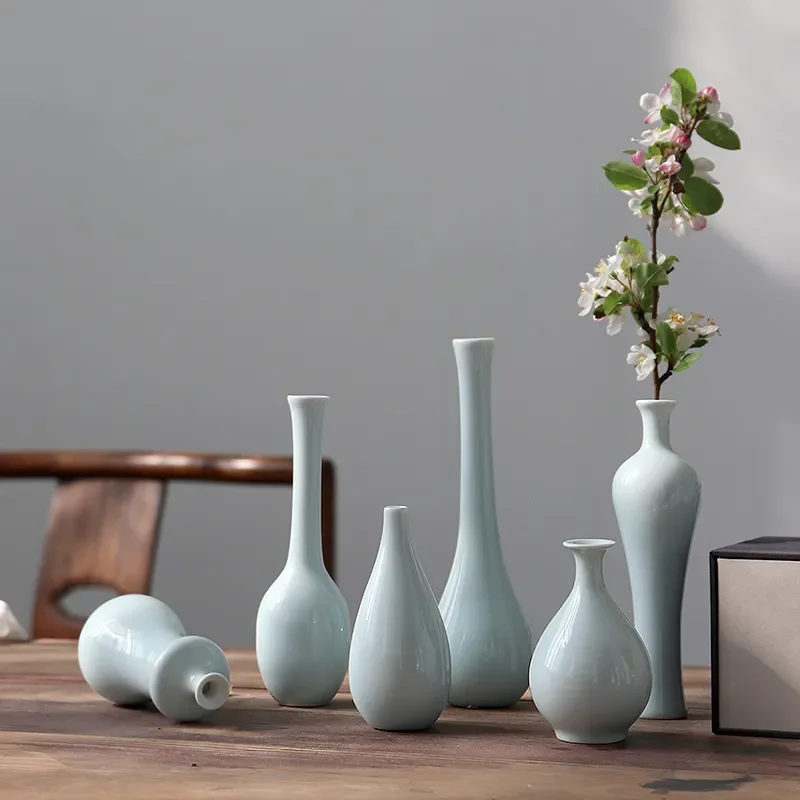 New Chinese Zen Flower Arrangement Jingdezhen Ceramic Small Vase Exquisite Blue and White Porcelain National Style Gifts Can