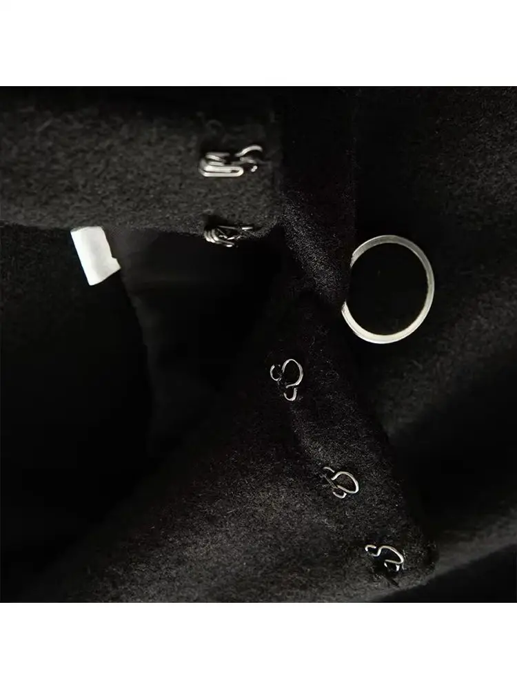 

HH Woman Autumn Loose Long Sleeves Double-breasted Decoration Stand-up Collar Coat Female Casual Batwing Sleeve Solid Jacket