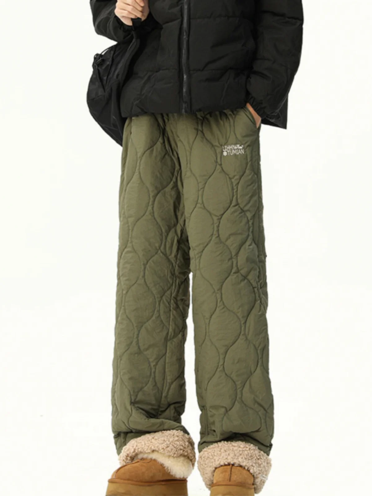 

Мужские зимние утепленные брюки из хлопка на флисовой подкладке, теплые повседневные прямые свободные брюки для активного отдыха, защита от холода