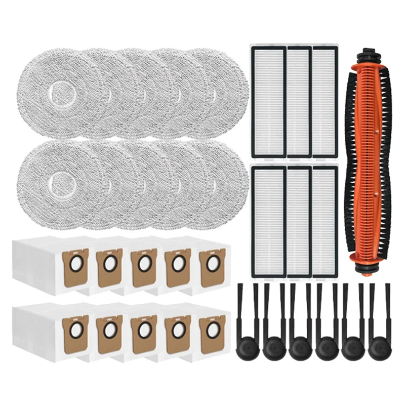 ABUS-สําหรับ Xiaomi สําหรับ Mijia M40S OV31CN เครื่องดูดฝุ่นเปลี่ยนชุด-แปรงหลัก,แปรงด้านข้าง,แผ่นกรอง HEPA,Mop Pad,ฝุ่น Ba