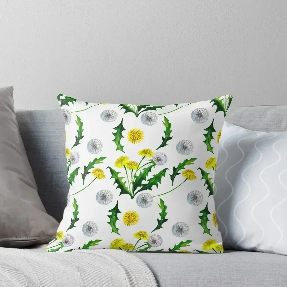 Dandelion flowers meadow watercolor pattern. Throw Pillow Cushions Home Decor Christmas Throw Pillows Covers pillow